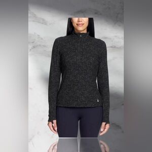 Spyder Womens Black Heather 1/4-Zip Pullover Fleece Top Size Medium